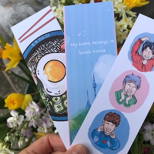 Koreanisches Lesezeichen Set - Bibimbap - Seoul Tower - süße koreanische Jungen