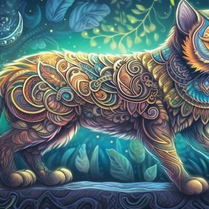 5 carta da parati gatto incantato / arte stampabile / arte digitale / download digitale / grandi immagini JPG / sfondo del desktop / sfondo / Wall Art