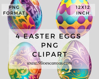 Easter Eggs Clipart, Easter Clipart, Easter Eggs Bundle PNG, 4 Instant Download 12 Inch Easter Eggs PNG Clipart Easter Bundle PNG Easter Png