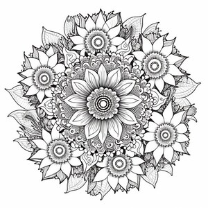 60 Page Printable Flower Mandala Coloring Book - Mandala Pattern Flowers - Coloring Books For Adults - Instant Digital Download - PDF