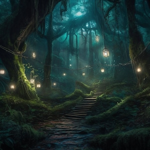4 Foresta Incantata Wall Art Foresta Incantata Arte Digitale Stampabile Foresta Incantata Arte Digitale Foresta Incantata Ai Arte 4 Grandi Immagini JPG