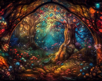 5 Enchanted Forest Wallpaper Printable Art Digital Art - Etsy