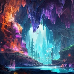 5 Fantasy Crystal Cave Wallpaper Images, Enchanted Cave Desktop Wallpaper, Fantasy Cave Digital Art, Enchanted Crystal Cave Printable