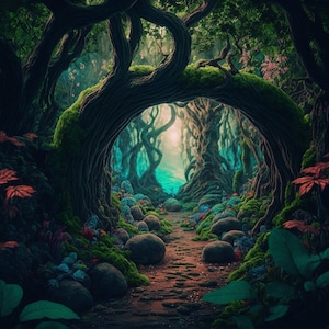 5 Arte della parete della foresta incantata Foresta incantata stampabile Arte digitale della foresta incantata Arte digitale della foresta incantata Arte Ai 5 immagini delle foreste