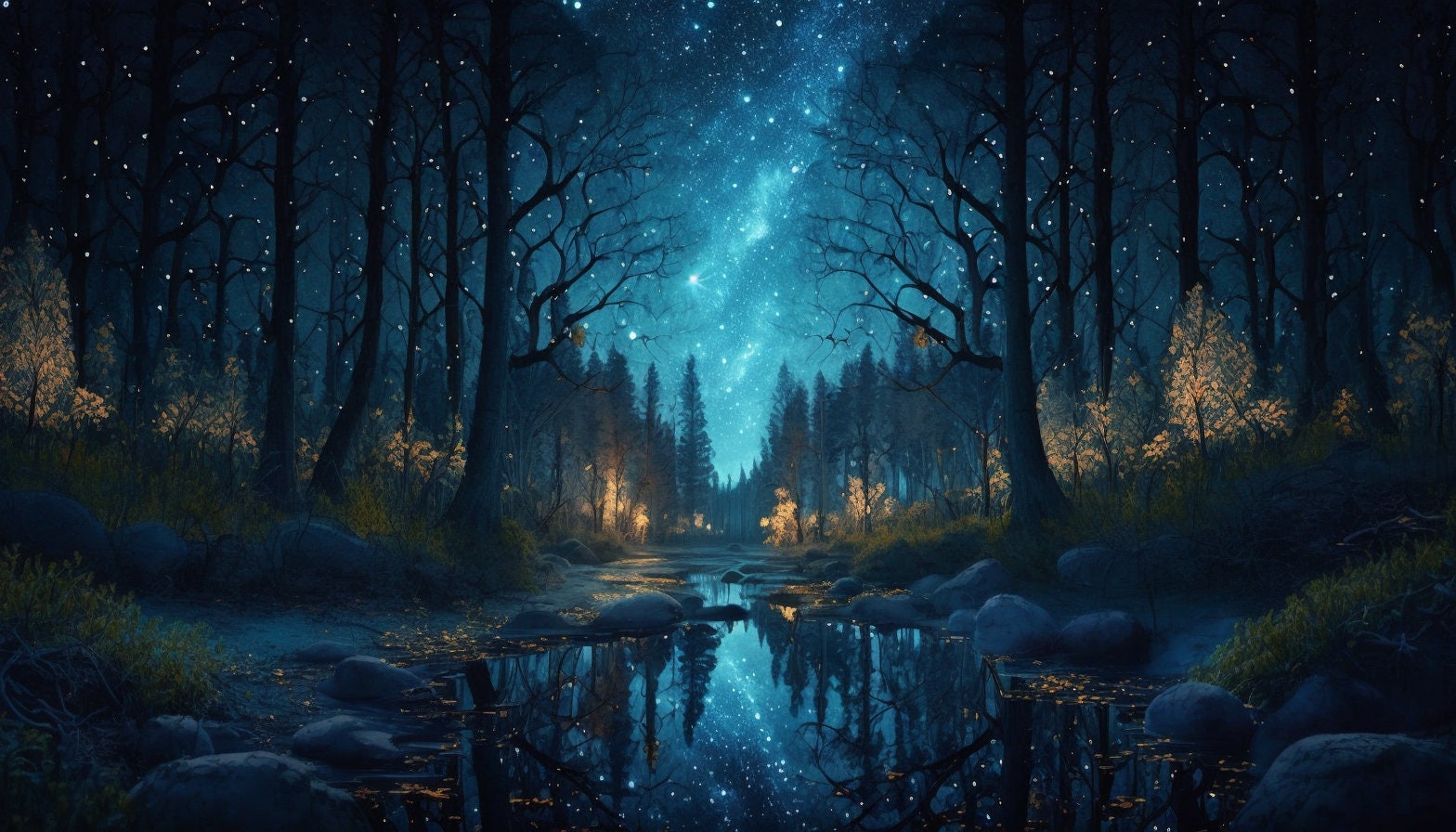 5 Night Forest Wallpaper Images Enchanted Forest Desktop - Etsy