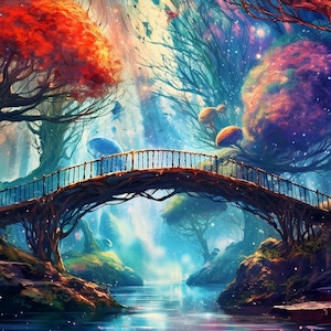 3 Fantasy Bridge Wallpaper Images, Enchanted Bridge Desktop Wallpaper, Fantasy Bridge Digital Art, Enchanted Fantasy Forest Printable