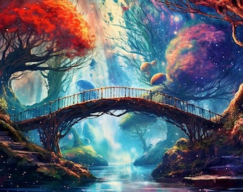 3 Fantasy Bridge Wallpaper Images, Enchanted Bridge Desktop Wallpaper, Fantasy Bridge Digital Art, Enchanted Fantasy Forest Printable