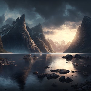 3 Fjord Wandkunst, Fjord Wallpaper Bilder, Fjord Wallpaper, Fjord digitale Kunst, Fjord druckbare digitaler Download Fjords druckbare Wandkunst