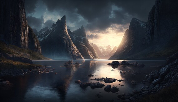 3 フィヨルド ウォール アート、フィヨルド 壁紙画像