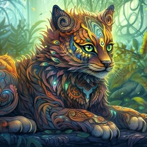 5 Verzauberte Katze Wallpaper | Druckbare Kunst | Digitale Kunst | Digitaler Download | Große JPG Bilder | Hintergrundbilder | Hintergrund | Wandkunst