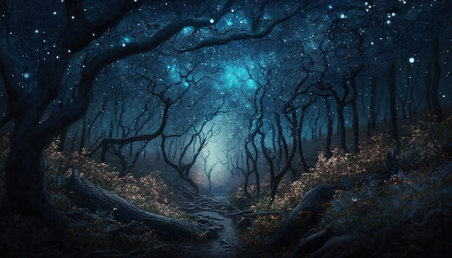 5 Night Forest Wallpaper Images Enchanted Forest Desktop Etsy