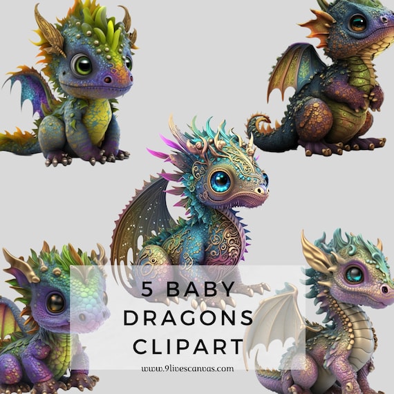 5 Cute Baby Dragon Clipart, Baby Dragon PNGs Baby Dragon PNG Bundle, Baby Dragon Transparent Background Digital Art, Baby Dragon Digital Art