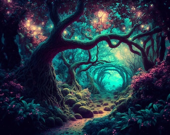 5 Enchanted Forest Wall Art Enchanted Forest Printable Digital Art Enchanted Forest Digital Art Enchanted Forest Ai Art 5 Large JPG Images