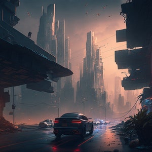 Cyberpunk Wallpaper, 5 Cyberpunk Digital Wallpaper Images, Cyberpunk Landscape Wallpaper, 8k Destop Wallpaper, Desktop Background JPG Bundle