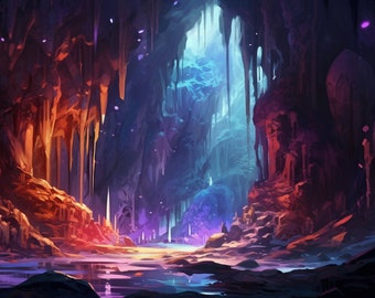 5 Fantasy Crystal Cave Wallpaper Images, Enchanted Cave Desktop Wallpaper, Fantasy Cave Digital Art, Enchanted Crystal Cave Printable