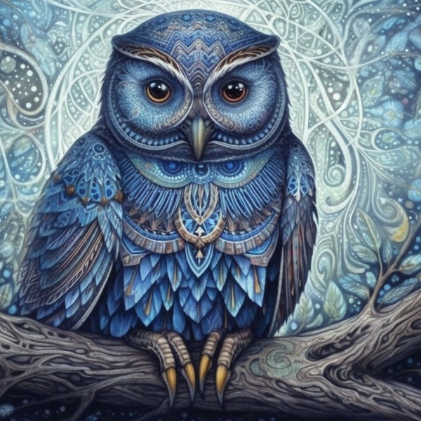 5 Enchanted Owl Wallpaper | Printable Art | Digital Art | Digital Download | Large JPG Images | Desktop Wallpaper | Background | Wall Art