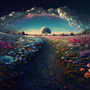 5 Enchanted Flower Field Wall Art, Enchanted Flower Field Wallpaper, Enchanted Flower Field Digital Ai Art 5 Grandes images imprimables JPG