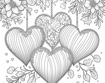 36 Page Printable Valentine&#39;s Day Coloring Book - Coloring Books For Adults - Instant Digital Download - PDF