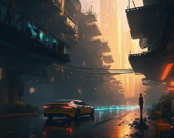 8K Wallpaper for Computer: Futuristic Cyberpunk Street
