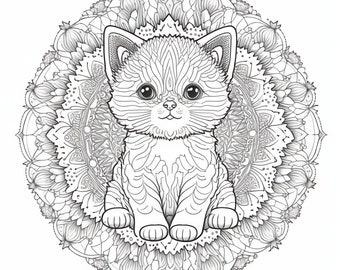 Paws & Whiskers Bundle: Mandalas Printable Coloring Book For Cats & Do –  Waiting For Colors