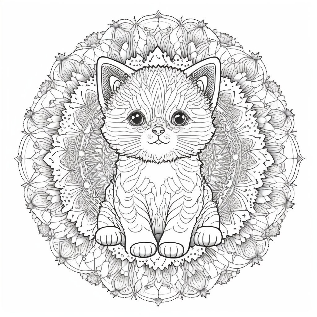 Cat Mandala Coloring Page for Adults Floral Animal Coloring Book Isolated  on White Background Antistress Coloring Page Vector Illustration 14916052  Vector Art at Vecteezy