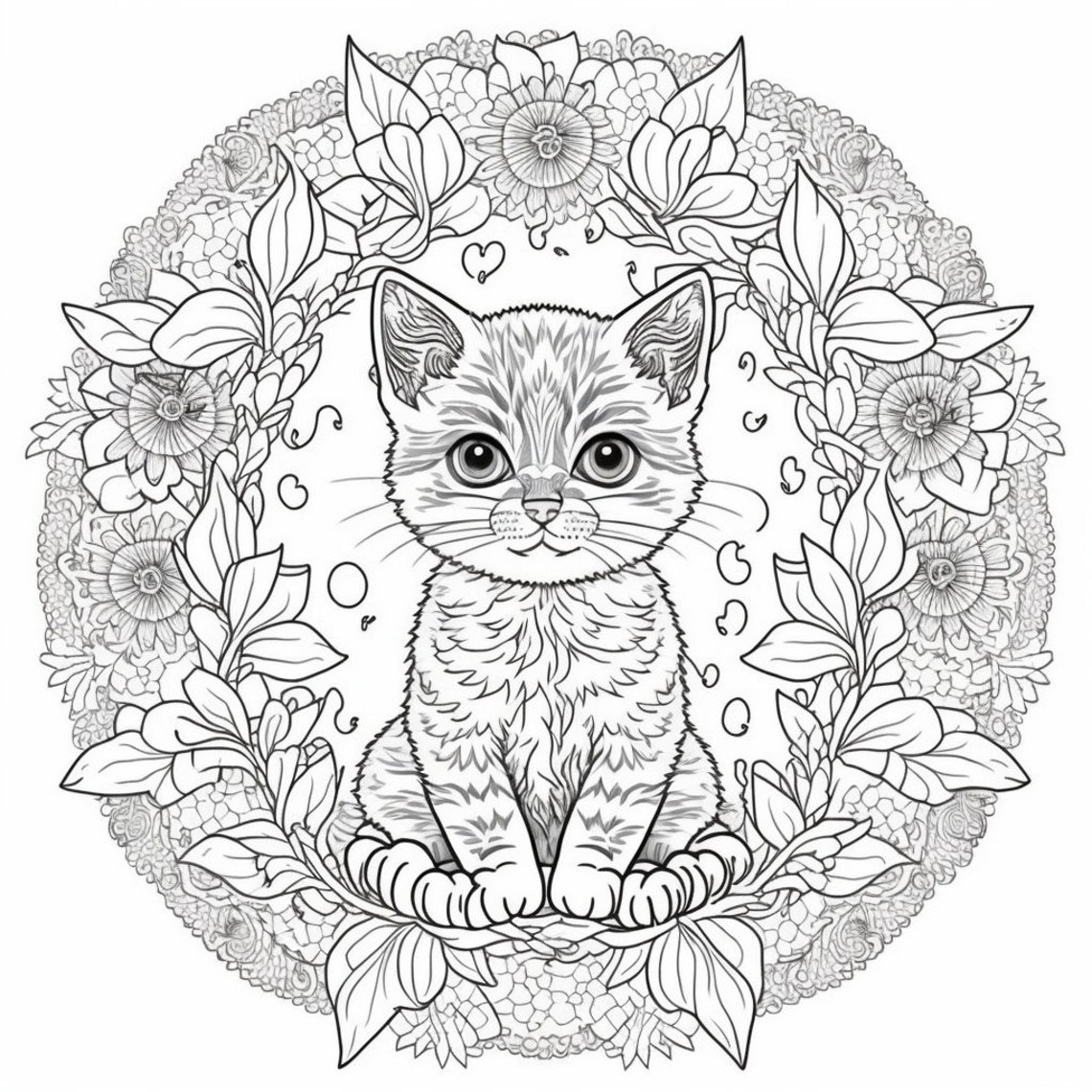 24 Page Printable Mandala Cats Coloring Book - Mandala Pattern Coloring