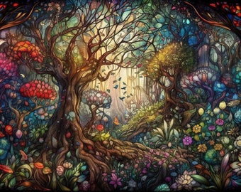 5 Enchanted Forest Wallpaper Printable Art Digital Art - Etsy