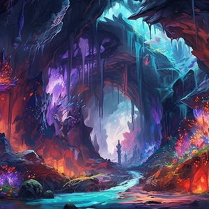 5 Fantasy Crystal Cave Wallpaper Images, Enchanted Cave Desktop Wallpaper, Fantasy Cave Digital Art, Enchanted Crystal Cave Printable