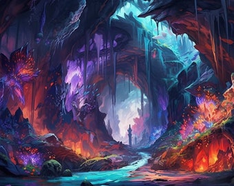 5 Fantasy Crystal Cave Wallpaper Images, Enchanted Cave Desktop Wallpaper, Fantasy Cave Digital Art, Enchanted Crystal Cave Printable