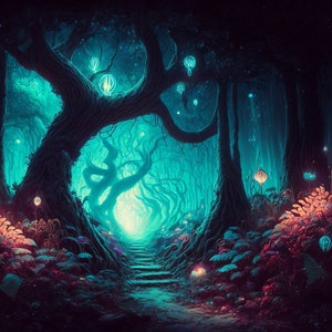 5 Enchanted Forest Wall Art Enchanted Forest Printable Digital Art ...