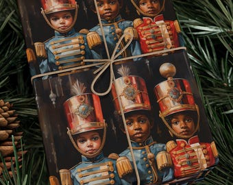 Black American Nutcracker Wrapping Papers African American Christmas Gift Wrap Black Holiday Gift Wrap Afrocentric Wrap for Her Him Kids