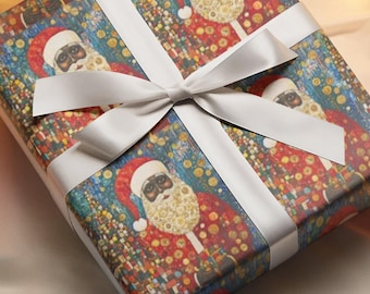 Vintage Black Santa Christmas Wrap Paper Roll African American Santa Ethnic Gift Wrap Afro Santa Black Santa Afrocentric Holiday Gift Wrap