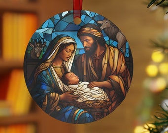African Nativity Stained Glass Ornament Brown Skin Nativity Ornament Black Family Ornament Brown Nativity Ornament Black Nativity Decor Gift