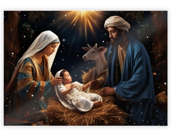 Africa Nativity Scene Brown Skin Nativity Wallart Art Afro American Art Poster Gifts Black Christian Art Religious Art Nativity Decor Gifts