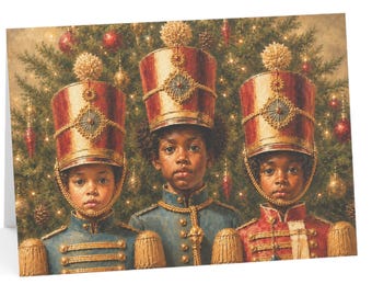 Black African American Nutcracker Christmas Boxed Card Sets - Black Art Christmas Card Black Greeting Cards Black Nutcracker Card Bulk Sets