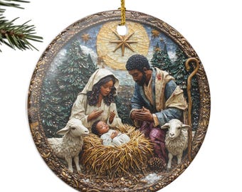 Black Nativity Christmas Ornament African American Holy Family XMAS Ornament Black American Ornament Black Nativity Unique Holiday Gift