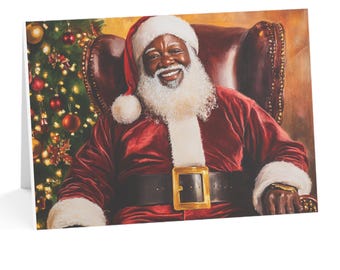 36 Set Black Santa Claus Greeting Cards With Envelopes And Stickers For Merry Christmas Party Decorations African American Santa Christmas Cards Xmas Holiday Tree Note For Holiday Winter New Year Party Supplies