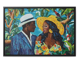 Black Love Art Framed Canvas: African American Romantic Art