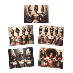 May include: Four sets of images featuring a group of young girls dressed in military-style uniforms with pink and gold accents. The girls are wearing hats with gold trim and holding rifles. The images are set against a snowy background.