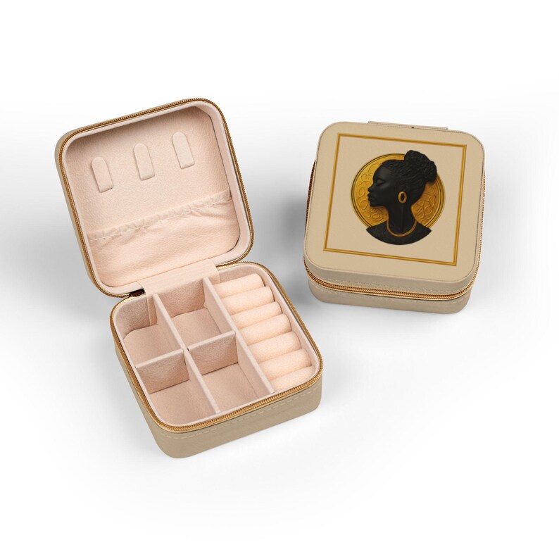 Black Woman Cameo Mom Travel Jewelry Box African American Silhouette Jewelry Case Gift for Mom Grandma Daughter Black Mom Christmas Gift zdjęcie 13