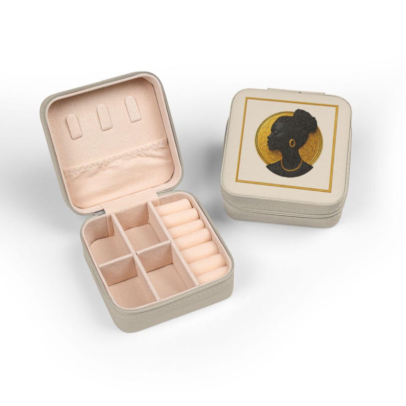 Black Woman Cameo Mom Travel Jewelry Box African American Silhouette Jewelry Case Gift for Mom Grandma Daughter Black Mom Christmas Gift zdjęcie 12