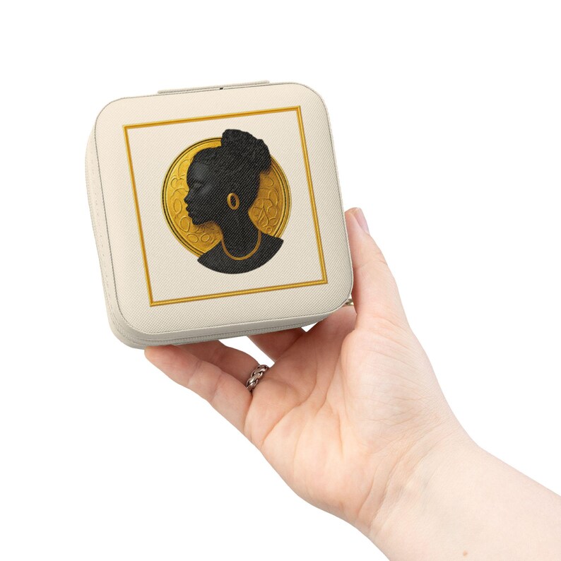 Black Woman Cameo Mom Travel Jewelry Box African American Silhouette Jewelry Case Gift for Mom Grandma Daughter Black Mom Christmas Gift zdjęcie 8