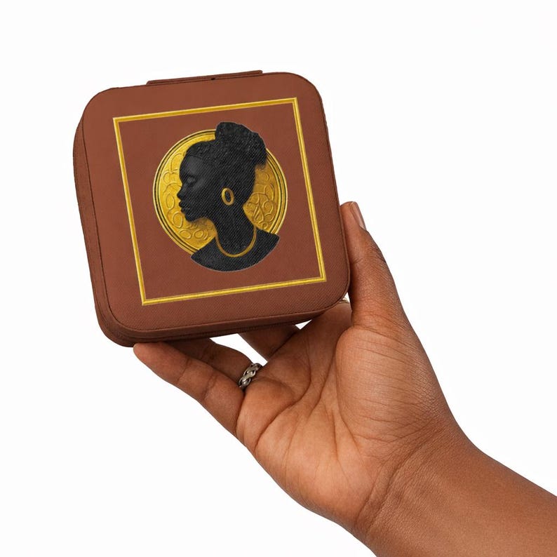 Black Woman Cameo Mom Travel Jewelry Box African American Silhouette Jewelry Case Gift for Mom Grandma Daughter Black Mom Christmas Gift zdjęcie 19