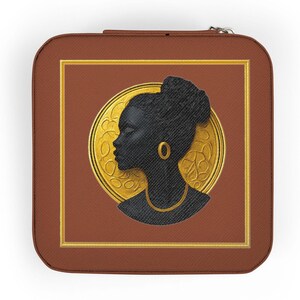 Black Woman Cameo Mom Travel Jewelry Box African American Silhouette Jewelry Case Gift for Mom Grandma Daughter Black Mom Christmas Gift zdjęcie 2