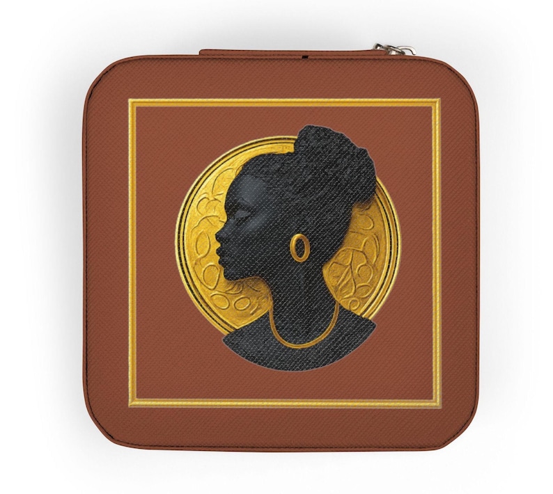 Black Woman Cameo Mom Travel Jewelry Box African American Silhouette Jewelry Case Gift for Mom Grandma Daughter Black Mom Christmas Gift zdjęcie 2