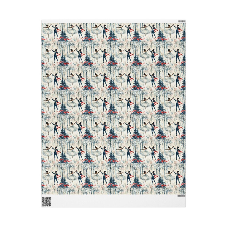 African American Wrapping Paper Roll Black Nutcracker & Black Ballerina Christmas Gift Wrap, Afrocentric Black Girl Boy Holiday Gift Wrap image 10