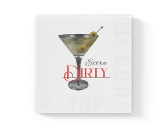 Extra Dirty Martini Custom Cocktail Paper Napkins Dirty Martini Cocktail Napkins Olive Cocktail Napkins Martini Cocktail Napkins Party Decor
