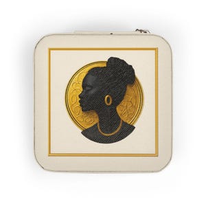Black Woman Cameo Mom Travel Jewelry Box African American Silhouette Jewelry Case Gift for Mom Grandma Daughter Black Mom Christmas Gift zdjęcie 4