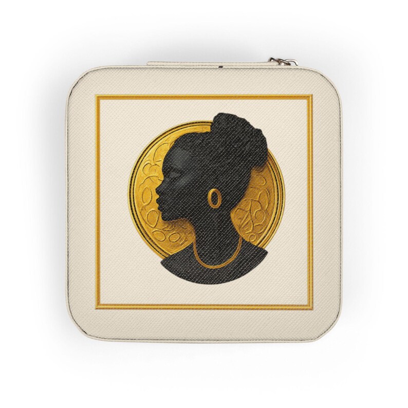 Black Woman Cameo Mom Travel Jewelry Box African American Silhouette Jewelry Case Gift for Mom Grandma Daughter Black Mom Christmas Gift zdjęcie 4