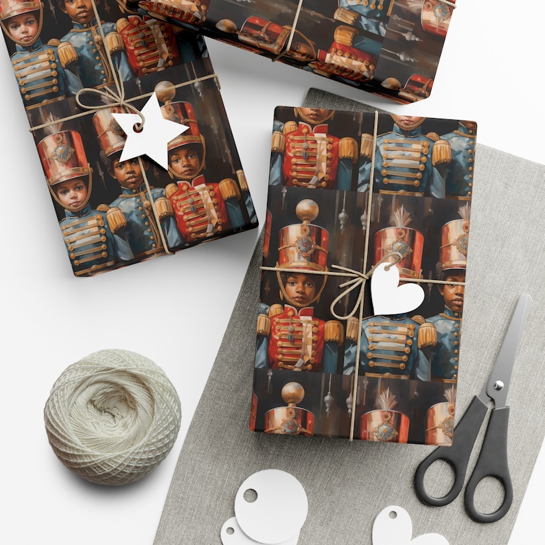 Black Christmas Nutcracker Wrapping Paper Holiday Gift Wrap African American Nutcracker Gift Black People Gift Wrap Unique Holiday Gift Wrap image 6